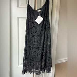 Kroshetta by Papillon Black Crochet Knit Midi Skirt